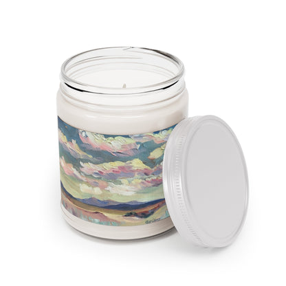 9oz Eco-Friendly Scented or Unscented Scented or Unscented Soy Wax Candle Jar with 'Rio Chama' Landscape Artwork by American Artist Barbara Cleary-2