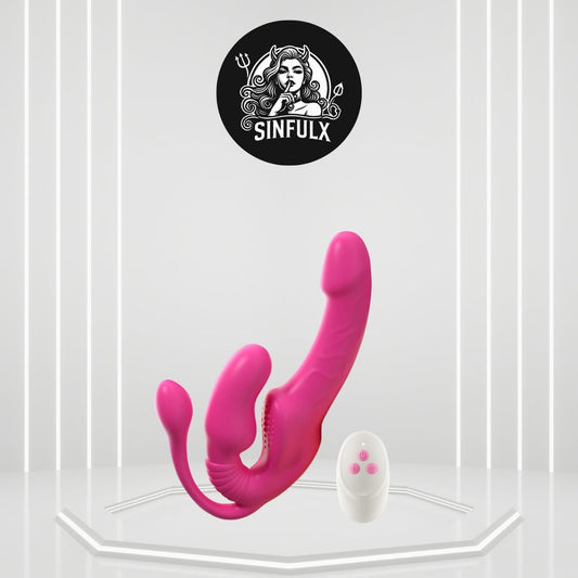 StrapTease 3-Head Vibrating Strap-On Dildo – Triple Motor, Ergonomic-0