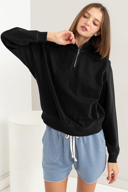 HYFVE Half Zip Drop Shoulder Sweatshirt-2