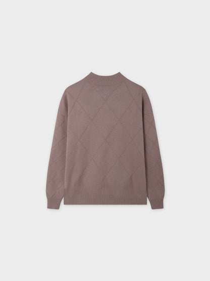 Oversized Diamond Detail Sweater-Taupe-2