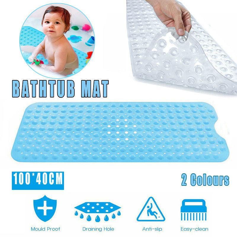Non Slip Shower Mat for Bathtub Floor with Suction Cups 100x40cm-0