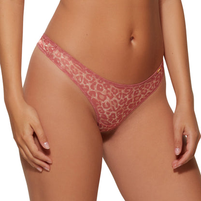 Gossard Glossies Pink Leopard Print Sheer Thong Panty-2