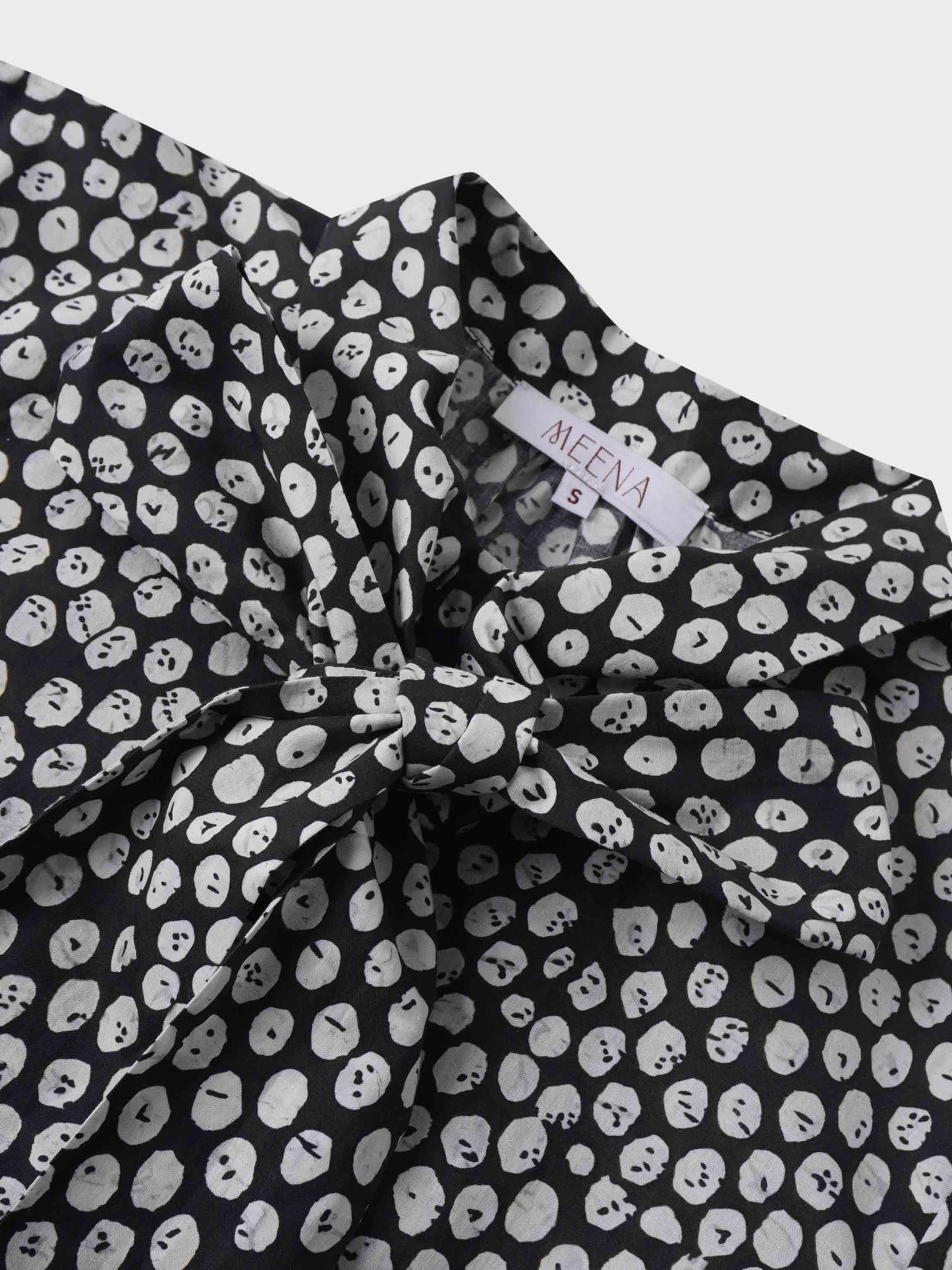 Cotton Bow Blouse-Black and White-4