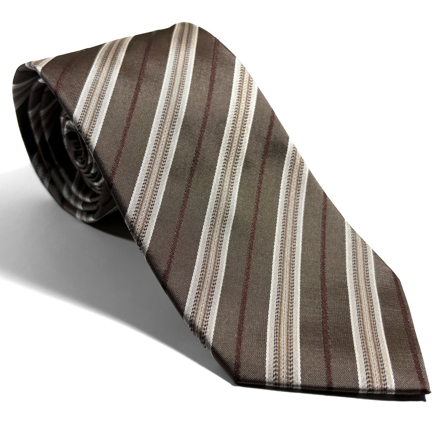 Brown Striped Silk Jacquard Tie-0