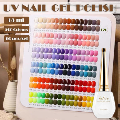 Kalisa 10Pcs Gel Nail Set Gel Nail Polish Kit Glitter Soak Off Uv Varnish 15Ml-0
