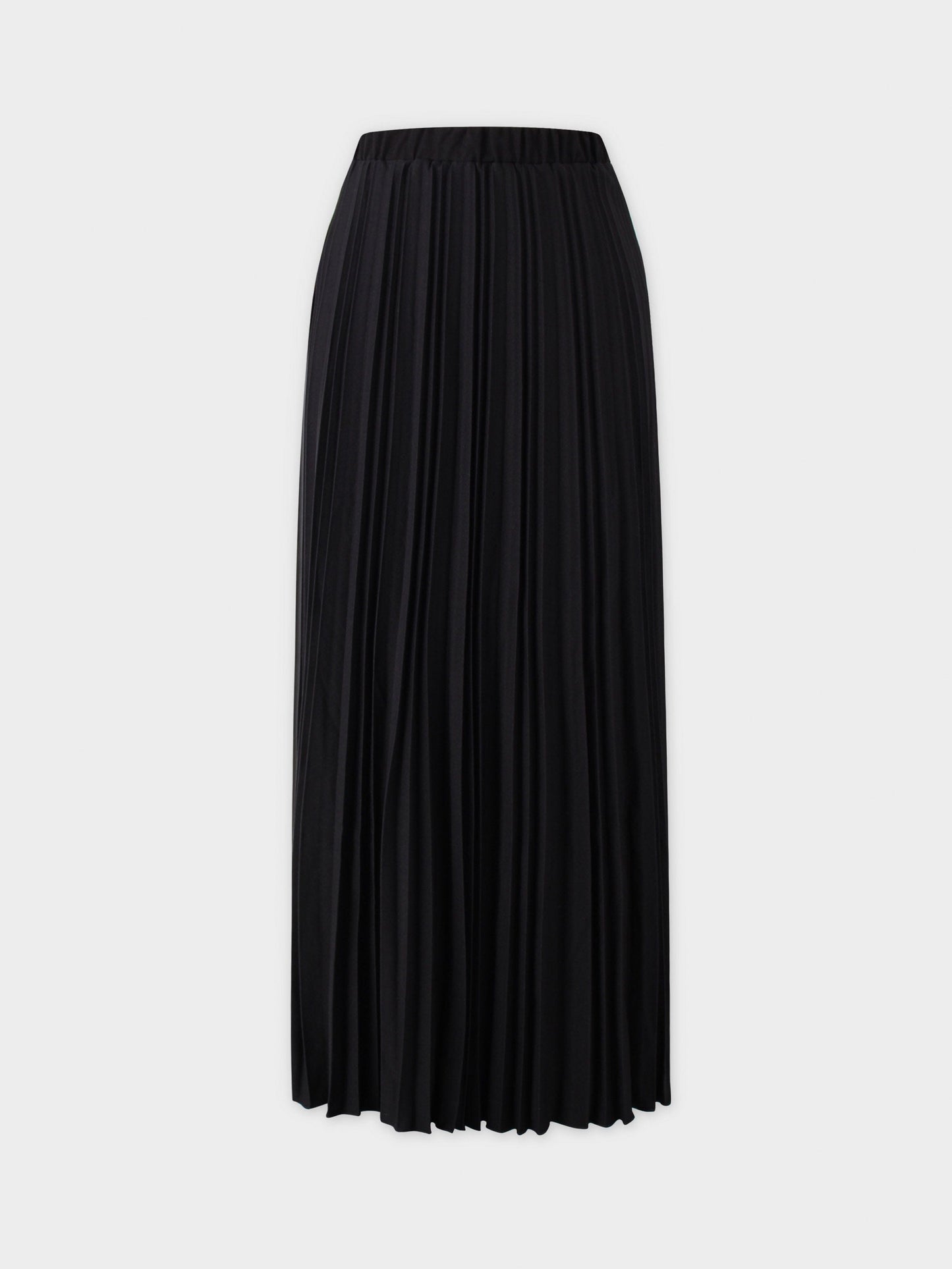 Denim Pleated Skirt-Black-0
