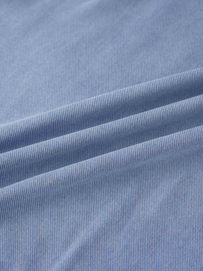 Chambray Denim Wrap Dress-Blue-3