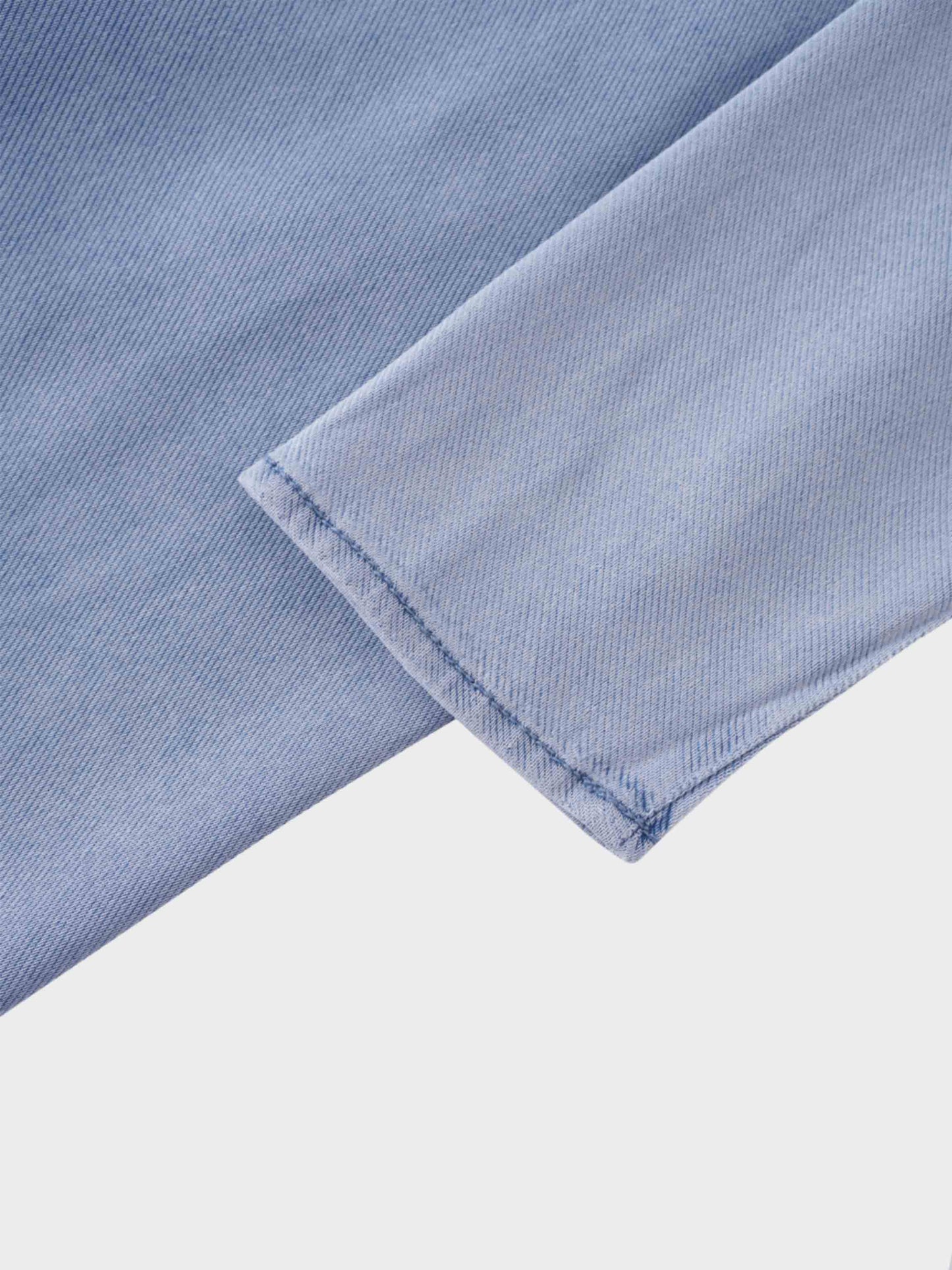 Chambray Denim Wrap Dress-Blue-4