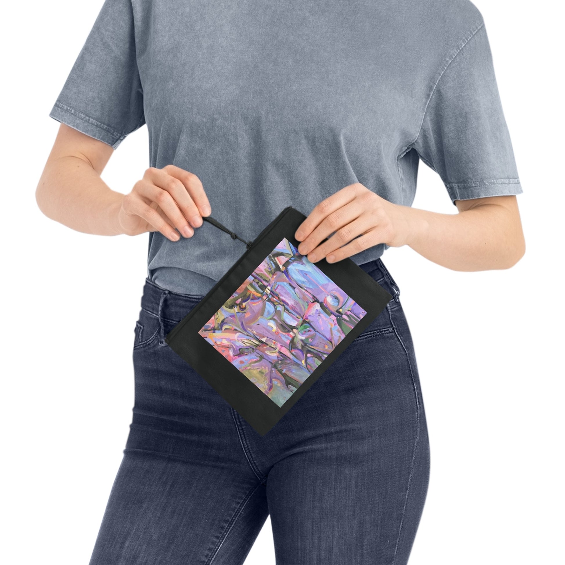 Eco-Friendly Pouch with 'Passages' I Original Artwork by American Artist Barbara Cleary-3