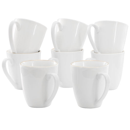 Gibson Home Ogalla 8 Piece 12 Ounce Gold Banded Fine Ceramic Mug Set-0
