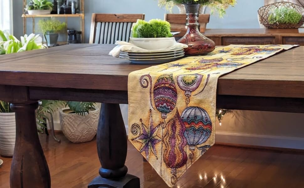 DaDa Bedding Bohemian Ornaments Colorful Holiday Lanterns Tapestry Dining Table Runner (14916)-2