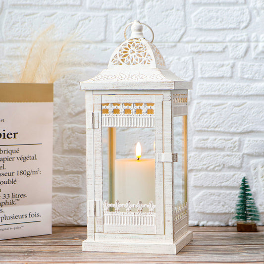 14.5" High Vintage Style Hanging Lantern(White）-0