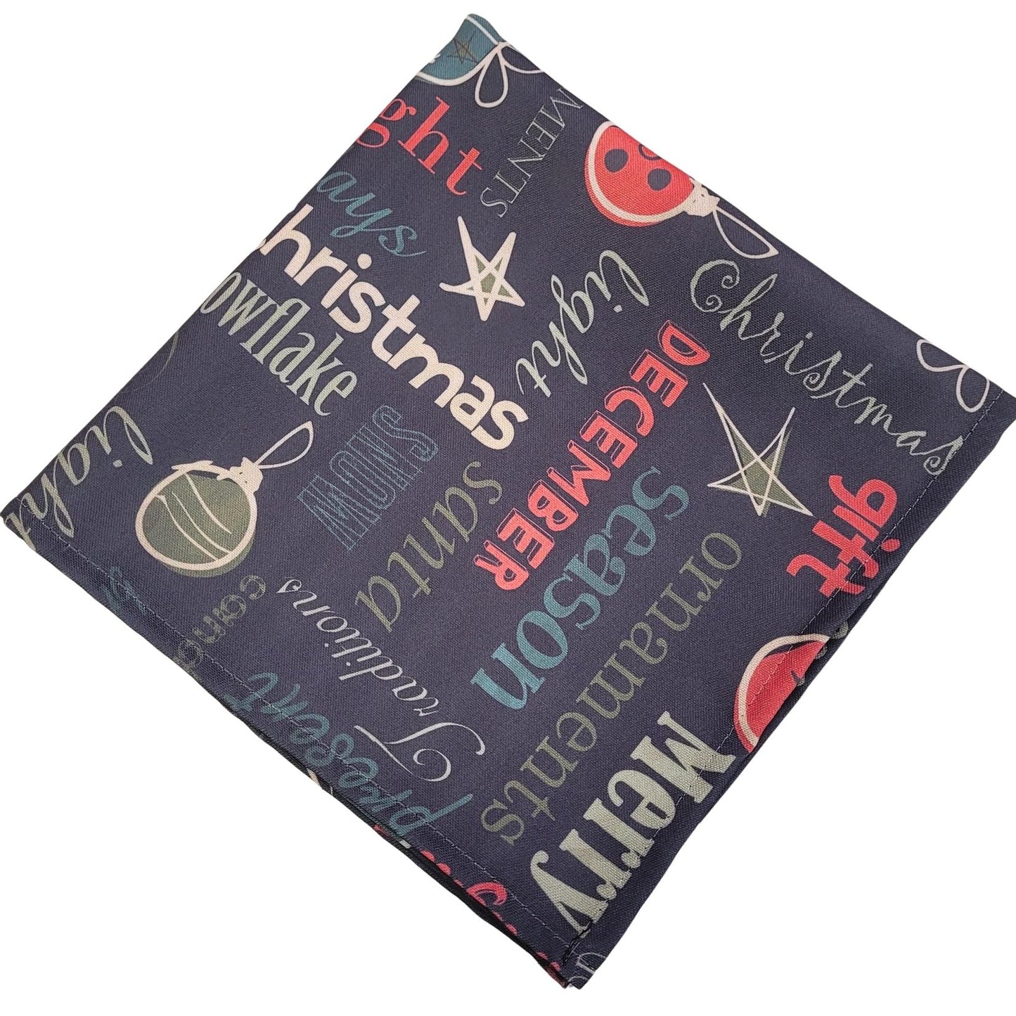 Charlo's Cloth Napkins Set of 4 Christmas Words 16" by 16" - Green-2