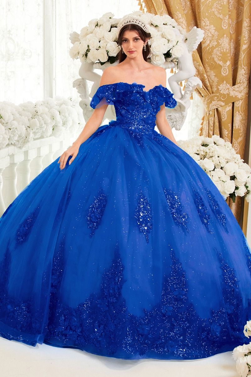 Floral Off The Shoulder Quince Ball Gown-8