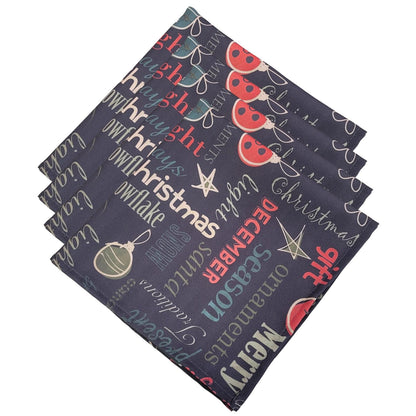 Charlo's Cloth Napkins Set of 4 Christmas Words 16" by 16" - Green-0
