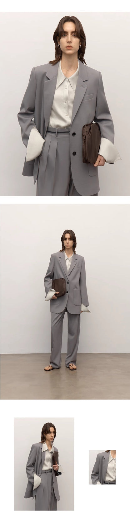 Heavy fine twill worsted wool, asymmetrical collar design, basic classic two-button suit-1