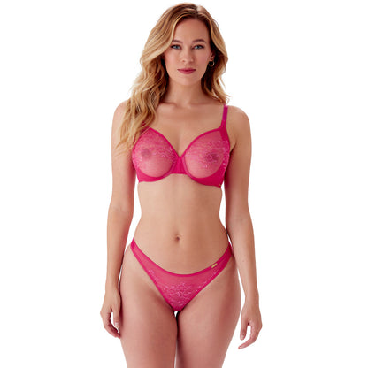 Gossard Glossies Lace Hot Pink Sheer Mesh Thong Panty-3