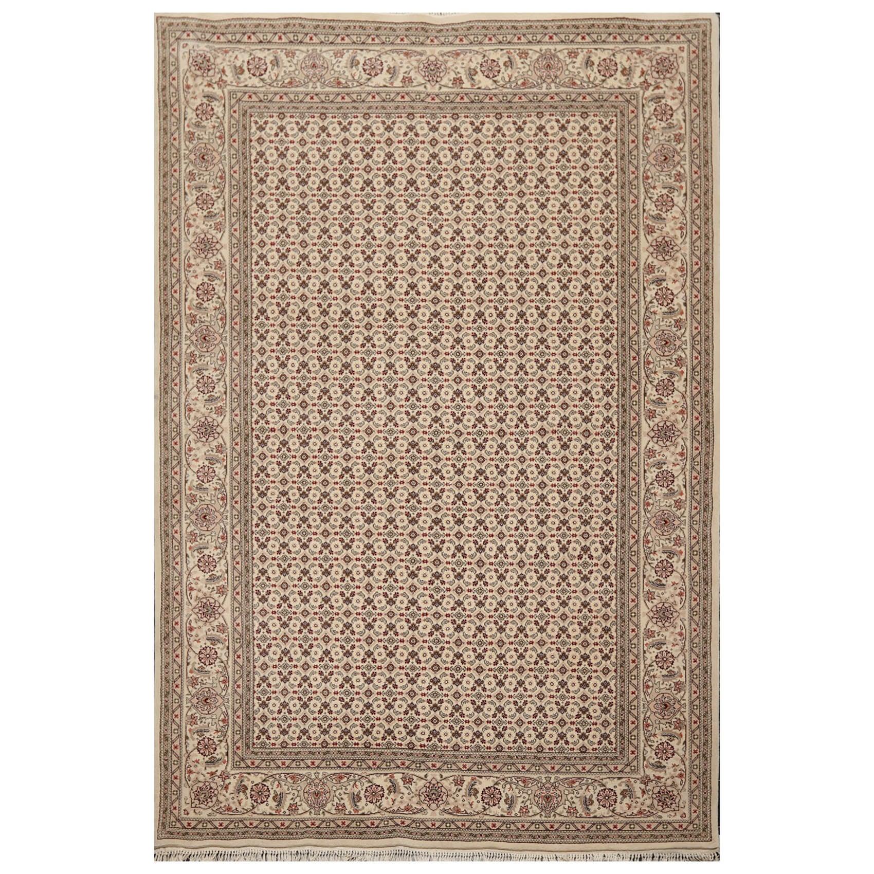 5'10" x 8'9" Hand Knotted Wool & Silk Traditional Oriental Area Rug Cream, Gray-0