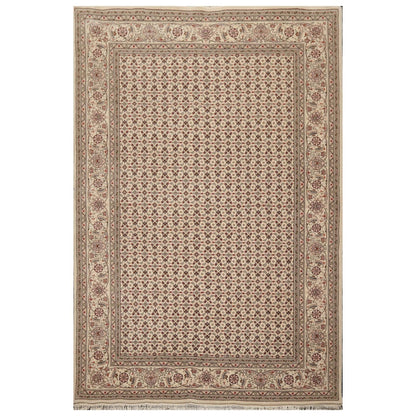 5'10" x 8'9" Hand Knotted Wool & Silk Traditional Oriental Area Rug Cream, Gray-0
