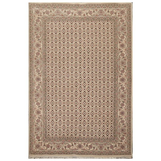 5'10" x 8'9" Hand Knotted Wool & Silk Traditional Oriental Area Rug Cream, Gray-0
