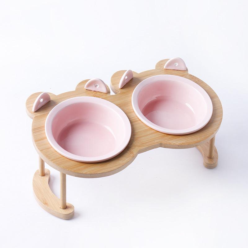 Elevatepet Ceramic Tilted Cat Bowl With Bamboo Stand-4
