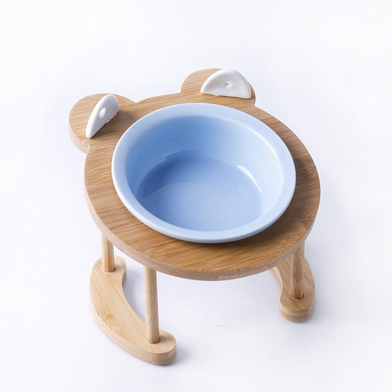 Elevatepet Ceramic Tilted Cat Bowl With Bamboo Stand-3