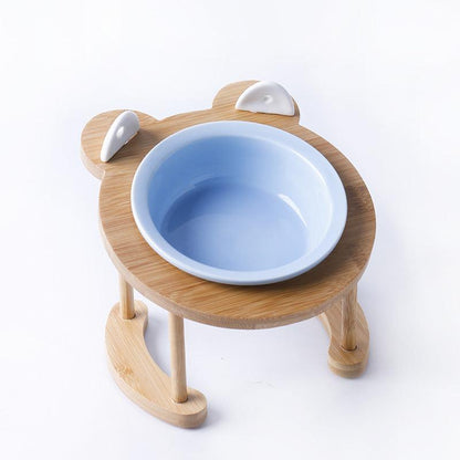 Elevatepet Ceramic Tilted Cat Bowl With Bamboo Stand-3