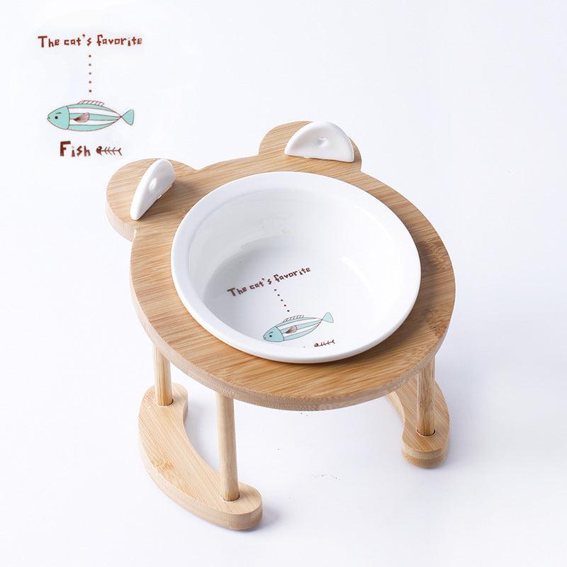Elevatepet Ceramic Tilted Cat Bowl With Bamboo Stand-5