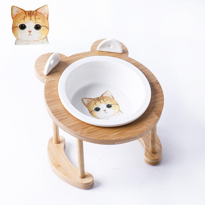 Elevatepet Ceramic Tilted Cat Bowl With Bamboo Stand-7