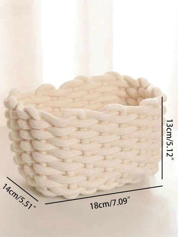 NNESN Woven Makeup Storage Basket - Chic White Organizer-3