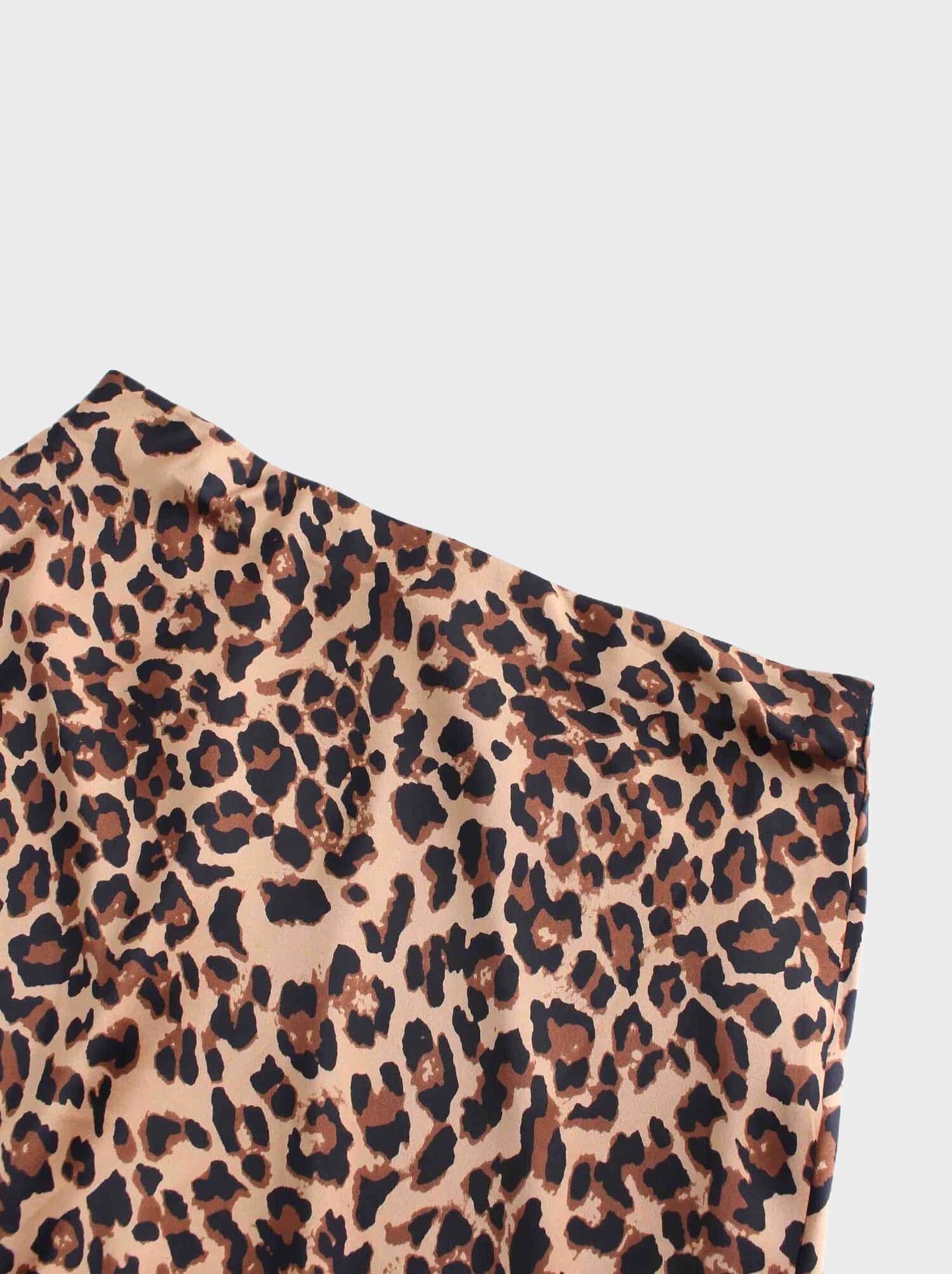 Printed Satin Slip Skirt-Brown Leopard-3