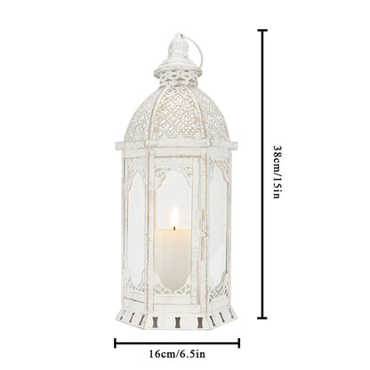 15''H Outdoor Candle Lanterns Vintage Metal Candle Holder-1