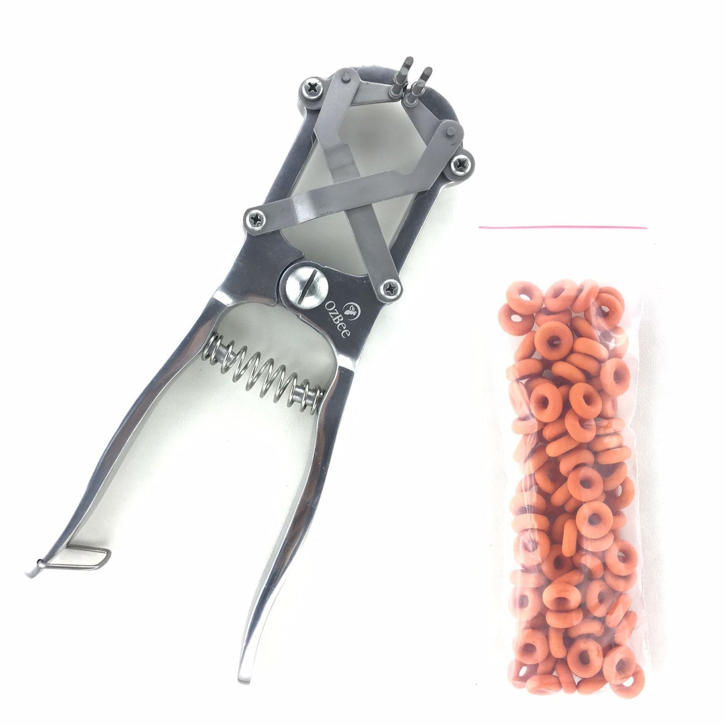 Cattle Lamb Sheep Stainless Steel Elastrator Castrating Plier with 100 Rubber-0