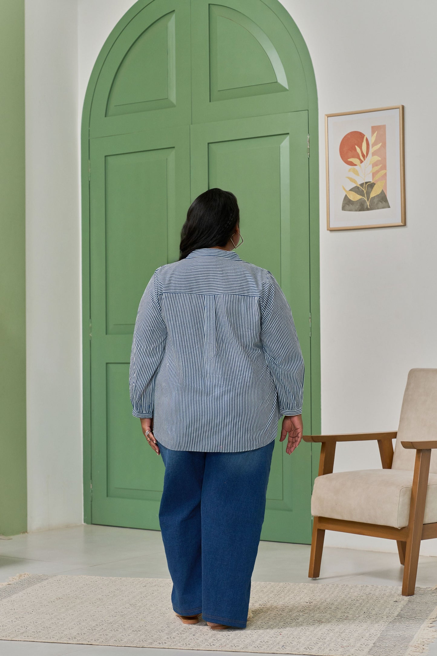 Electric Blue Striped Shirt for a Bold Office Look-4