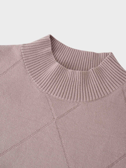 Oversized Diamond Detail Sweater-Taupe-3