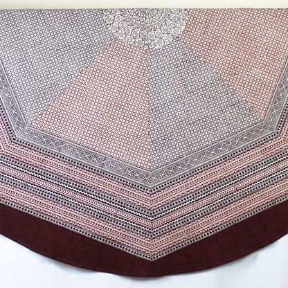 Ditsy Diamond Hand-block Print Round Table Cloth - Black Red-1