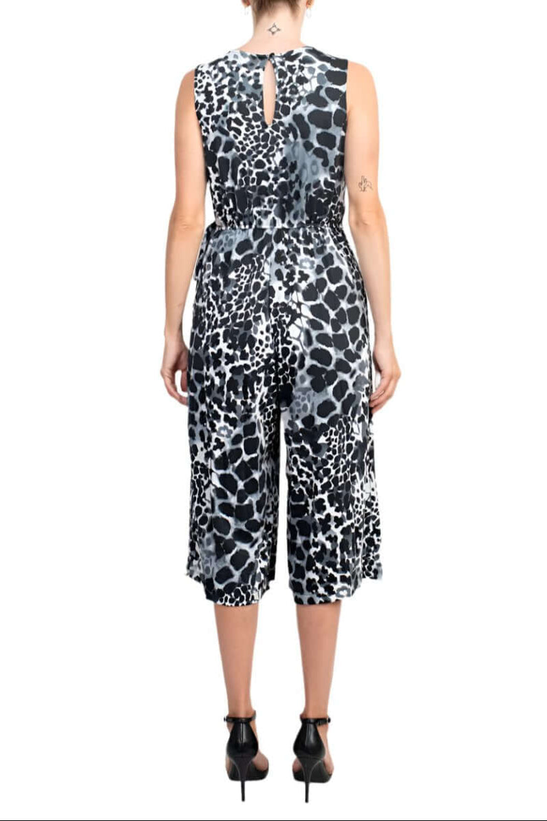 Emma & Michele V-Neck Sleeveless Tie Side Multi Print Pockets ITY Jumpsuit-2