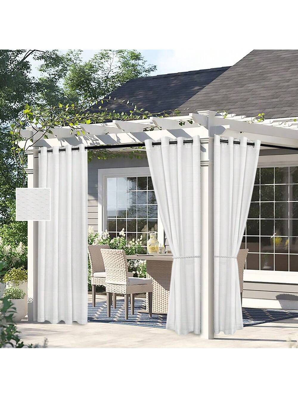 DWCN Outdoor Curtains, Set of 2 Curtain Panels-6