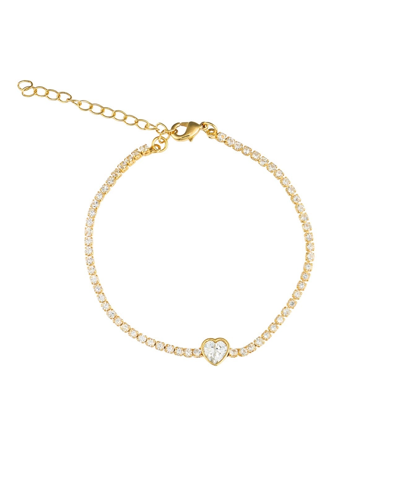 2mm Tennis Bracelet with CZ Heart Charm-0