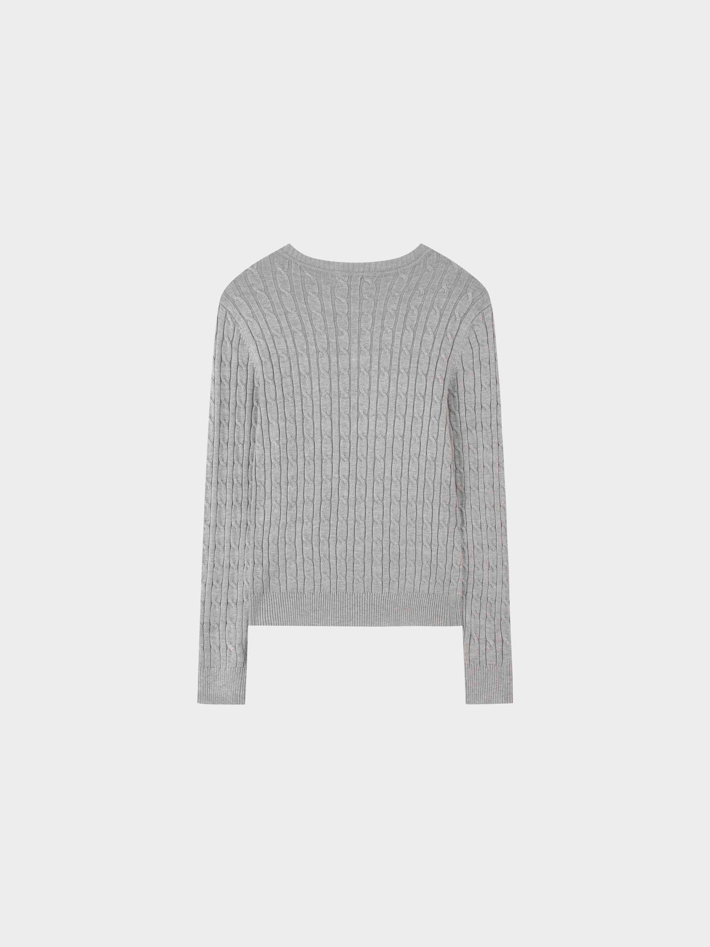Knit Cable Sweater-Heathered Grey-2