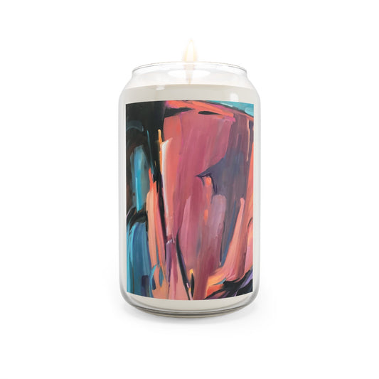 13.75oz Eco-Friendly Scented or Unscented Soy Wax Candle Jar with 'Colorscape' Abstract Artwork by American Artist Barbara Cleary-0