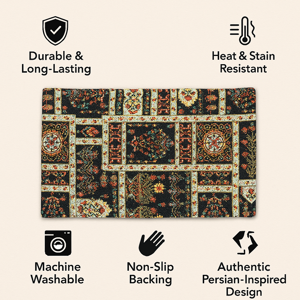 DaDalogy Bedding Set of 4-Pieces Dark Noir Mughal Floral Botanical Vintage Fleur Tapestry Placemats 13” x 19” (18197)-1