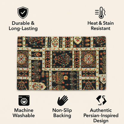 DaDalogy Bedding Set of 4-Pieces Dark Noir Mughal Floral Botanical Vintage Fleur Tapestry Placemats 13” x 19” (18197)-1