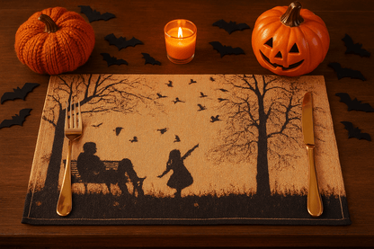 DaDalogy Bedding Set of 4 Pieces Autumn Birds Blessing Tapestry Dining Placemats 13” x 19” (Halloween)-4