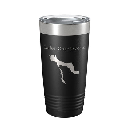 Lake Charlevoix Map Tumbler Travel Mug Insulated Laser Engraved Coffee Cup Michigan 20 oz-0