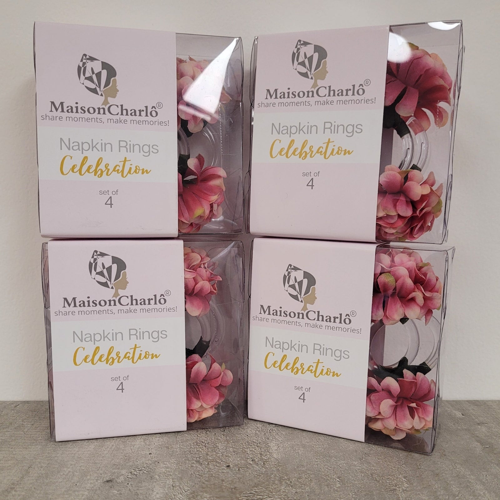 Charlo's Set of 4 Pastel Yellow Flower Chrysanthemum Charm Napkin Rings for dining table decor-4