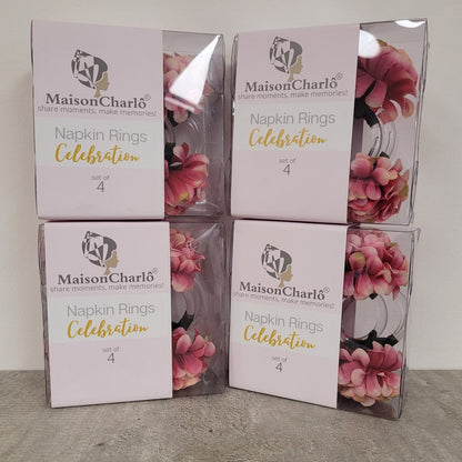 Charlo's Set of 4 Pastel Yellow Flower Chrysanthemum Charm Napkin Rings for dining table decor-4