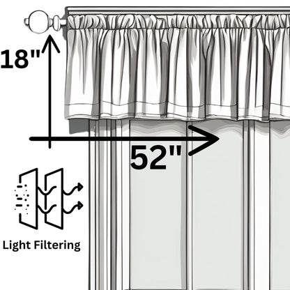 DaDa Bedding Denim Blue Elegance Striped Floral Window Curtain Valance - 18" x 52" (JHW-660)-1
