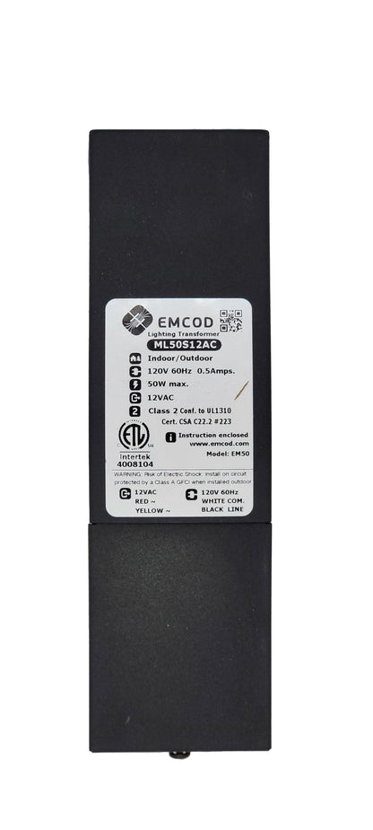 Emcod ML50S12AC 12VAC transformer 120VAC input 50 Watts max output-0