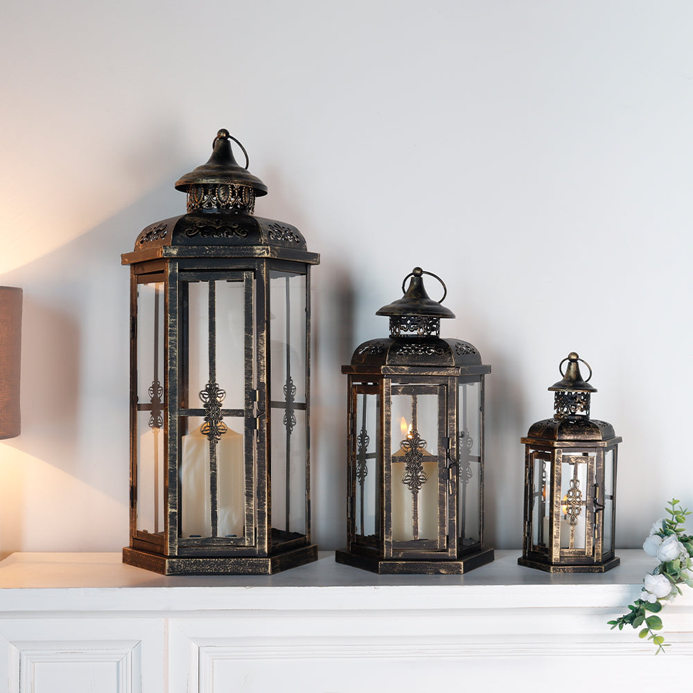 20.5''&14"&10" H Set of 3 Outdoor Candle Lanterns-1